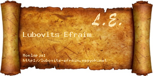 Lubovits Efraim névjegykártya
